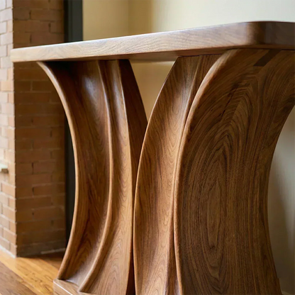 Natural Solid Wood Dual-Sculpt Form Console Table in Modern Luxury Style - Woodenecho