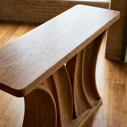 Natural Solid Wood Dual-Sculpt Form Console Table in Modern Luxury Style - Woodenecho