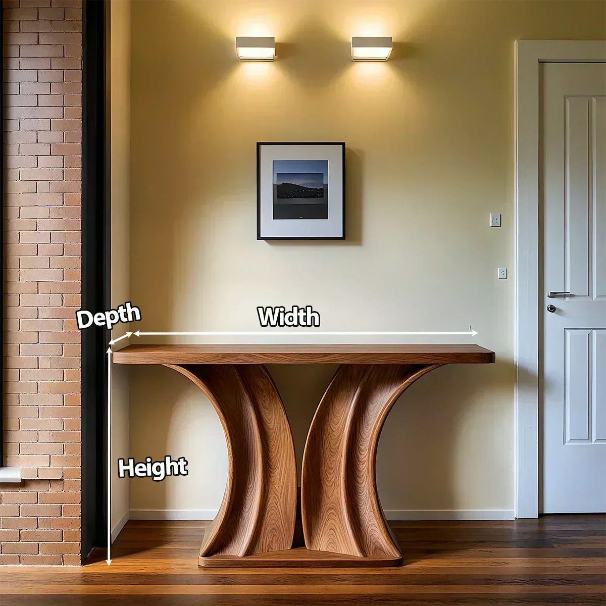 Natural Solid Wood Dual-Sculpt Form Console Table in Modern Luxury Style - Woodenecho