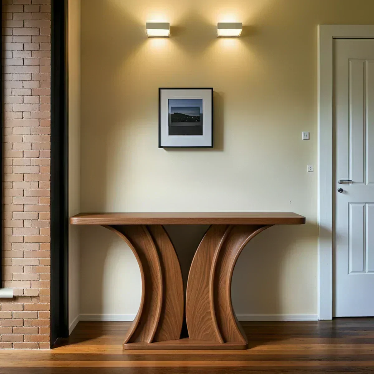 Natural Solid Wood Dual-Sculpt Form Console Table in Modern Luxury Style - Woodenecho