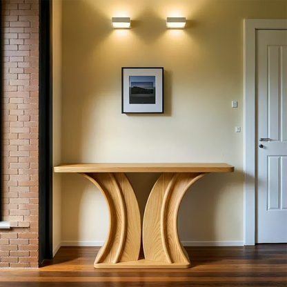 Natural Solid Wood Dual-Sculpt Form Console Table in Modern Luxury Style - Woodenecho