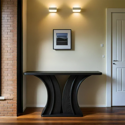 Natural Solid Wood Dual-Sculpt Form Console Table in Modern Luxury Style - Woodenecho