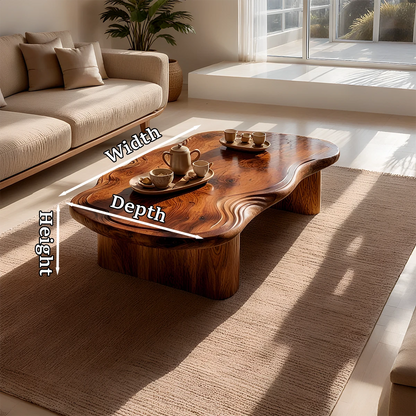 Organic Live Edge Coffee Table – Natural Wood Center Table for Modern Living Room - Woodenecho