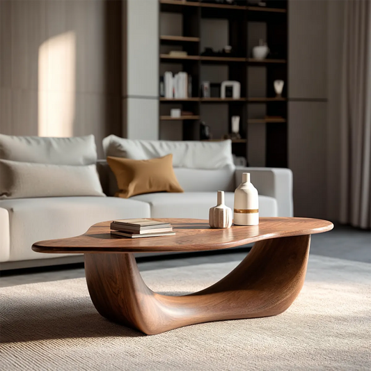 Organic Loop Sculptural Coffee Table in Natural Solid Wood - Rustirawood