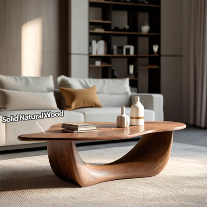Organic Loop Sculptural Coffee Table in Natural Solid Wood - Rustirawood