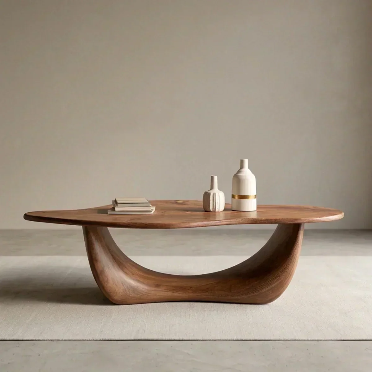 Organic Loop Sculptural Coffee Table in Natural Solid Wood - Woodenecho