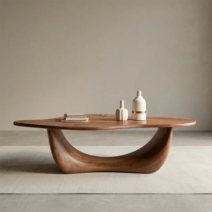 Organic Loop Sculptural Coffee Table in Natural Solid Wood - Woodenecho