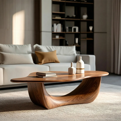 Organic Loop Sculptural Coffee Table in Natural Solid Wood - Woodenecho