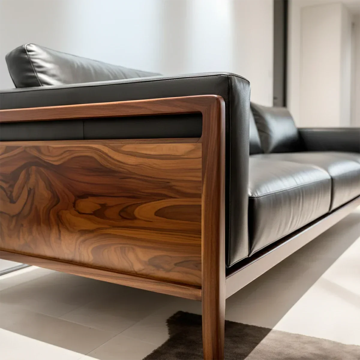Premium Leather Sofa – Modern Minimalist Design - Rustirawood