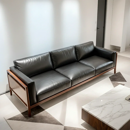 Premium Leather Sofa – Modern Minimalist Design - Rustirawood