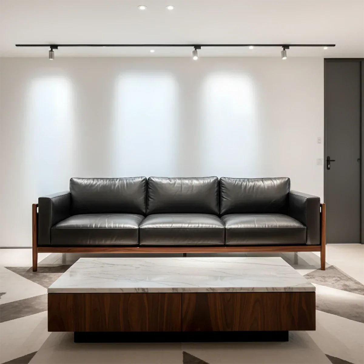 Premium Leather Sofa – Modern Minimalist Design - Rustirawood
