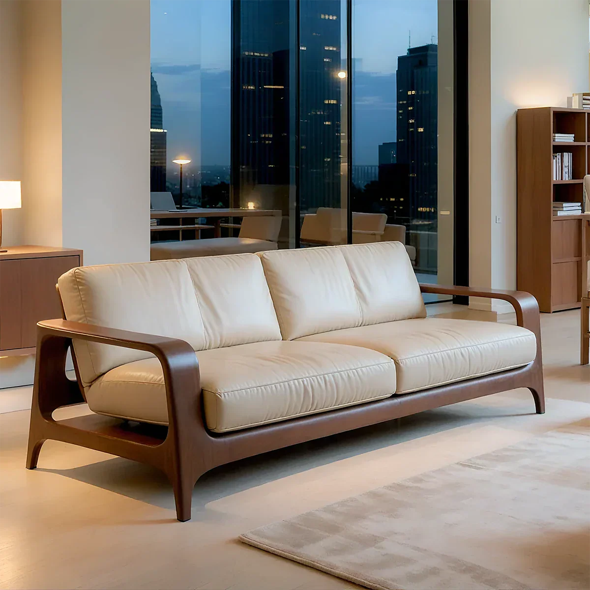 Premium Leather Solid Wood Sofa – Handcrafted Rustic Modern Design - Rustirawood