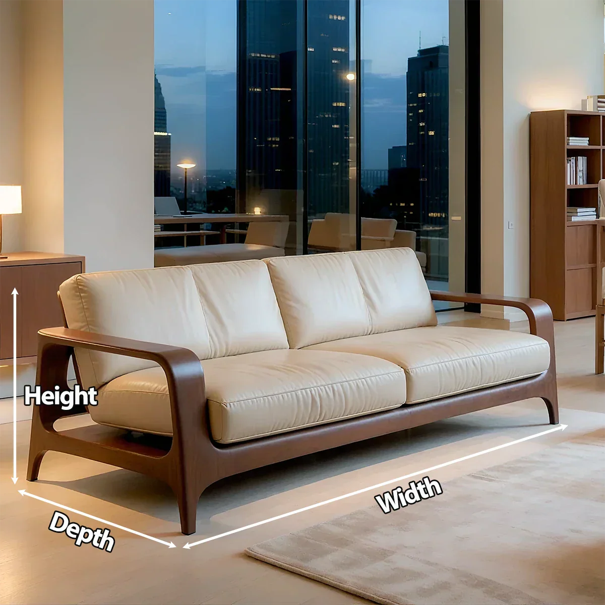 Premium Leather Solid Wood Sofa – Handcrafted Rustic Modern Design - Rustirawood