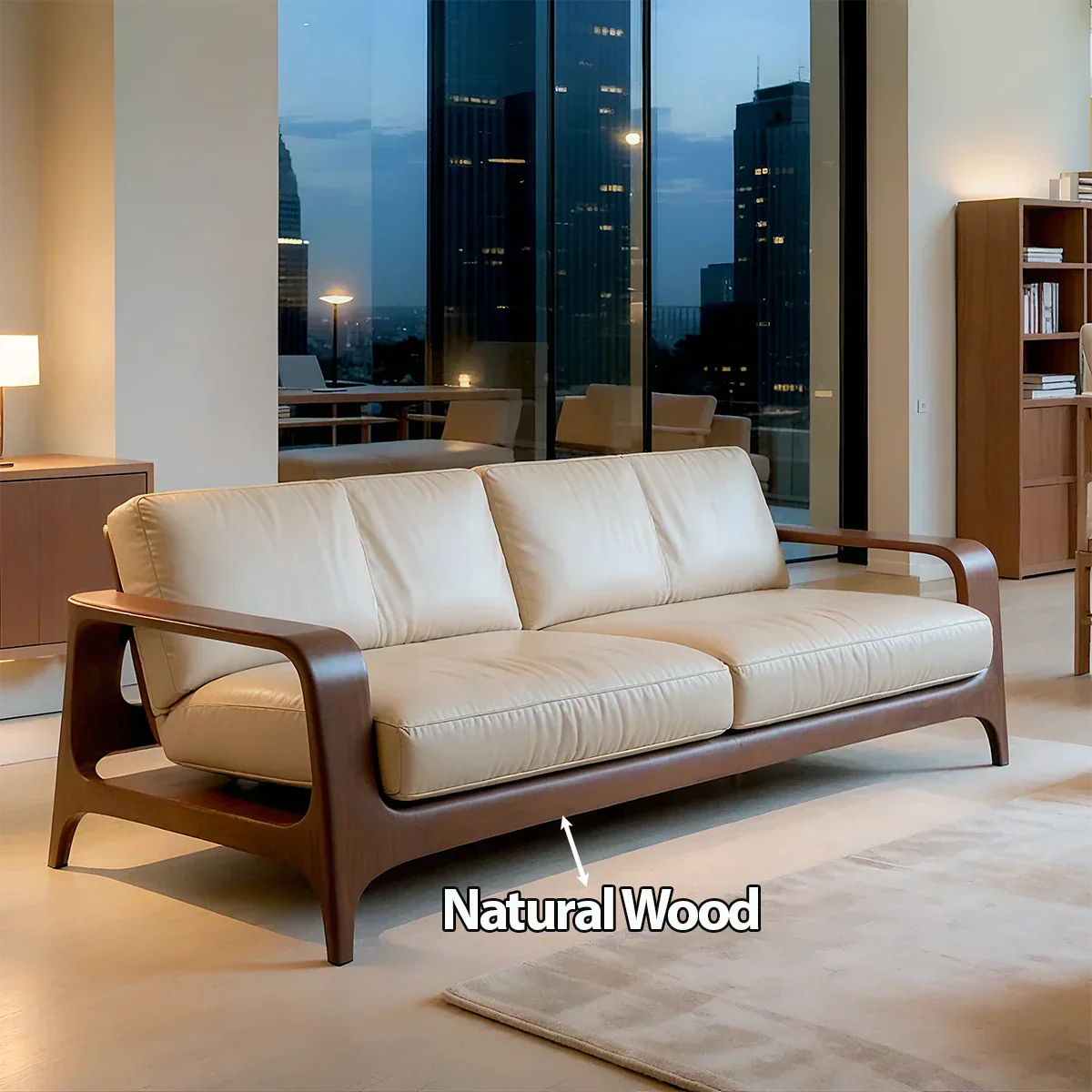Premium Leather Solid Wood Sofa – Handcrafted Rustic Modern Design - Rustirawood