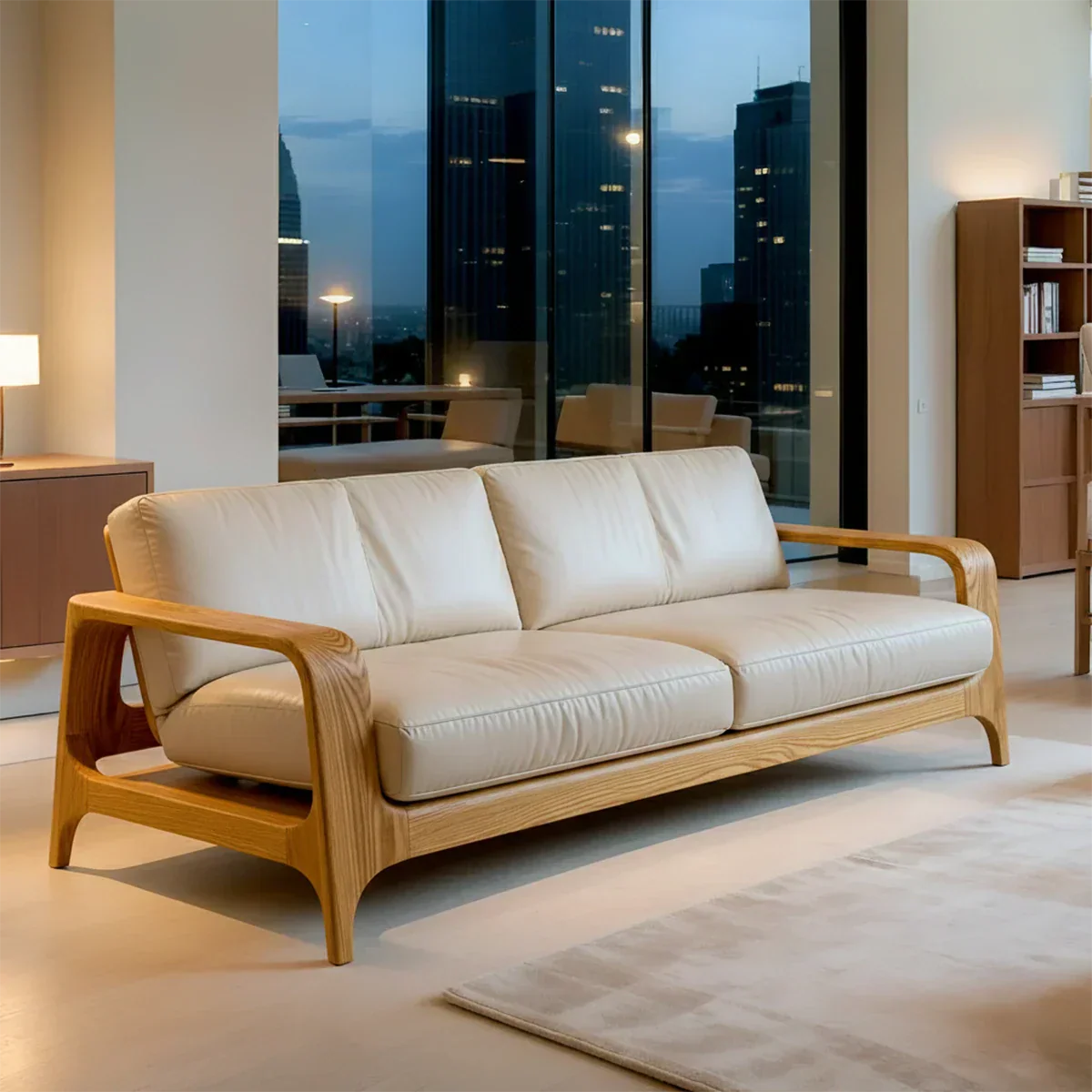 Premium Leather Solid Wood Sofa – Handcrafted Rustic Modern Design - Rustirawood