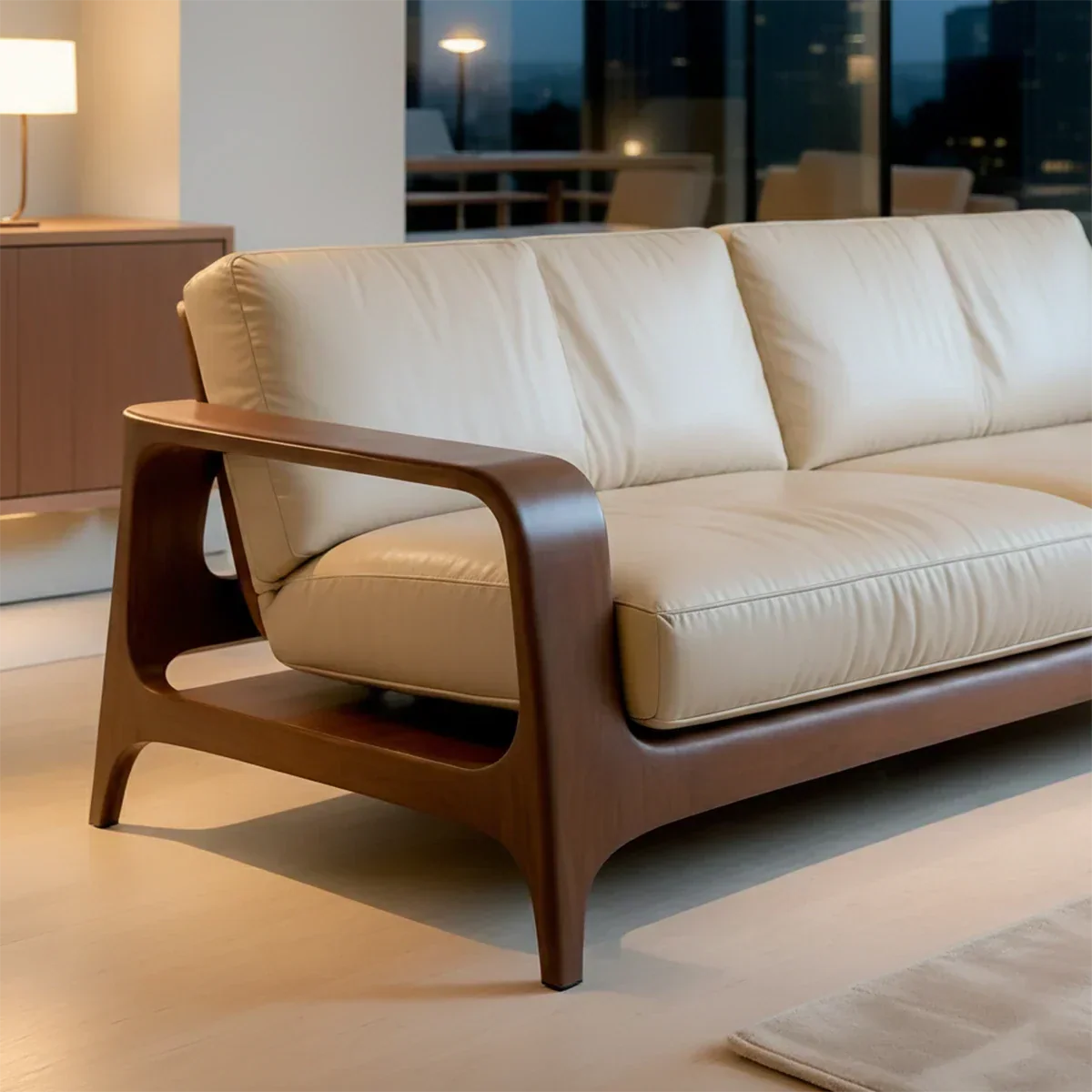 Premium Leather Solid Wood Sofa – Handcrafted Rustic Modern Design - Rustirawood