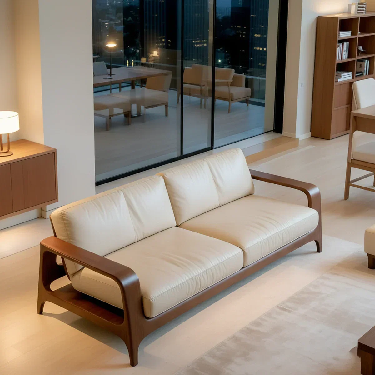 Premium Leather Solid Wood Sofa – Handcrafted Rustic Modern Design - Rustirawood