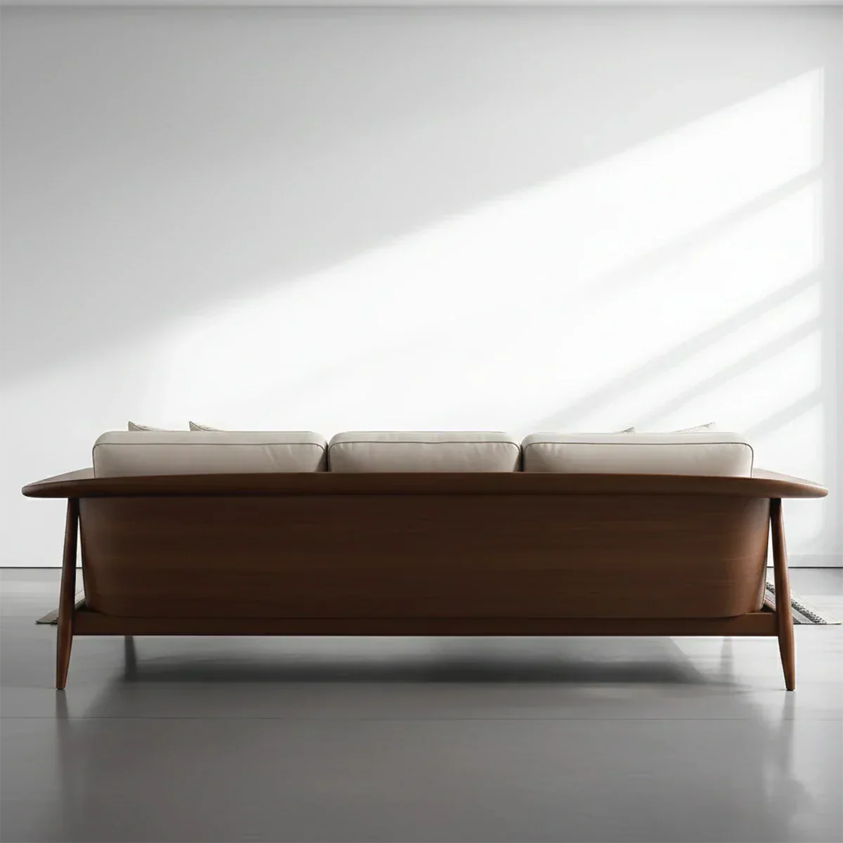 Premium Leather Solid Wood Sofa – Modern Minimalist Design - Rustirawood
