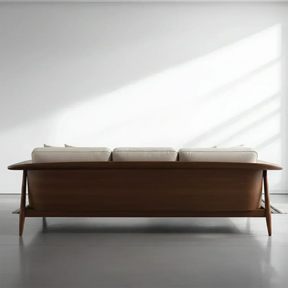 Premium Leather Solid Wood Sofa – Modern Minimalist Design - Woodenecho