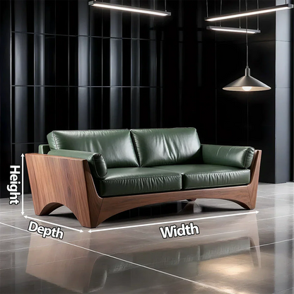 Premium Leather Solid Wood Sofa – Modern Rustic Minimalist - Rustirawood