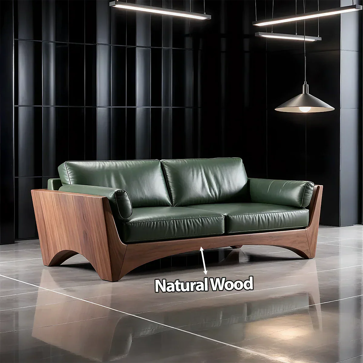 Premium Leather Solid Wood Sofa – Modern Rustic Minimalist - Rustirawood