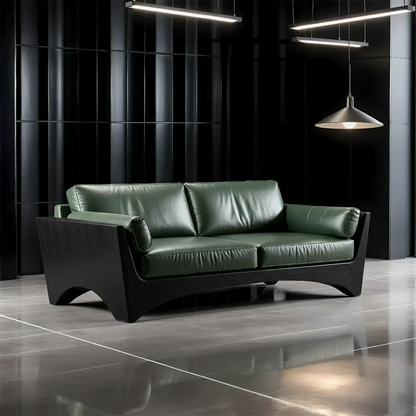Premium Leather Solid Wood Sofa – Modern Rustic Minimalist - Rustirawood