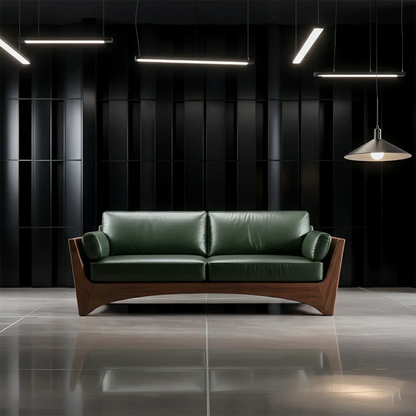 Premium Leather Solid Wood Sofa – Modern Rustic Minimalist - Woodenecho