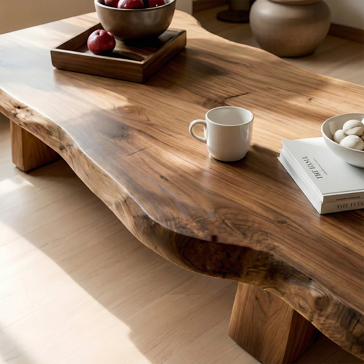 Premium Solid Wood Coffee Table – Modern Minimalist Living Room Table - Woodenecho