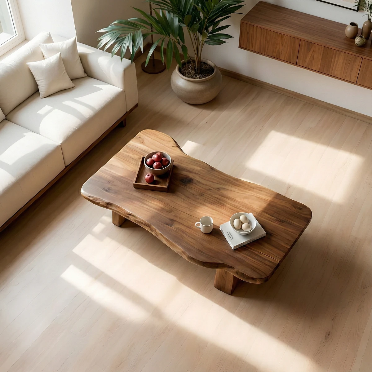 Premium Solid Wood Coffee Table – Modern Minimalist Living Room Table - Woodenecho