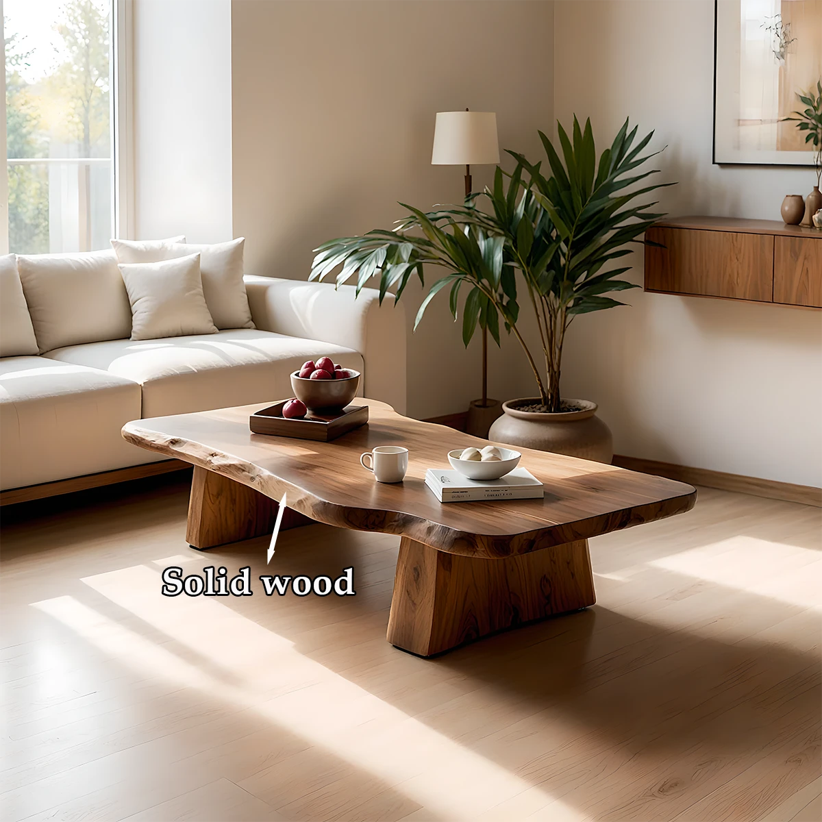 Premium Solid Wood Coffee Table – Modern Minimalist Living Room Table - Woodenecho
