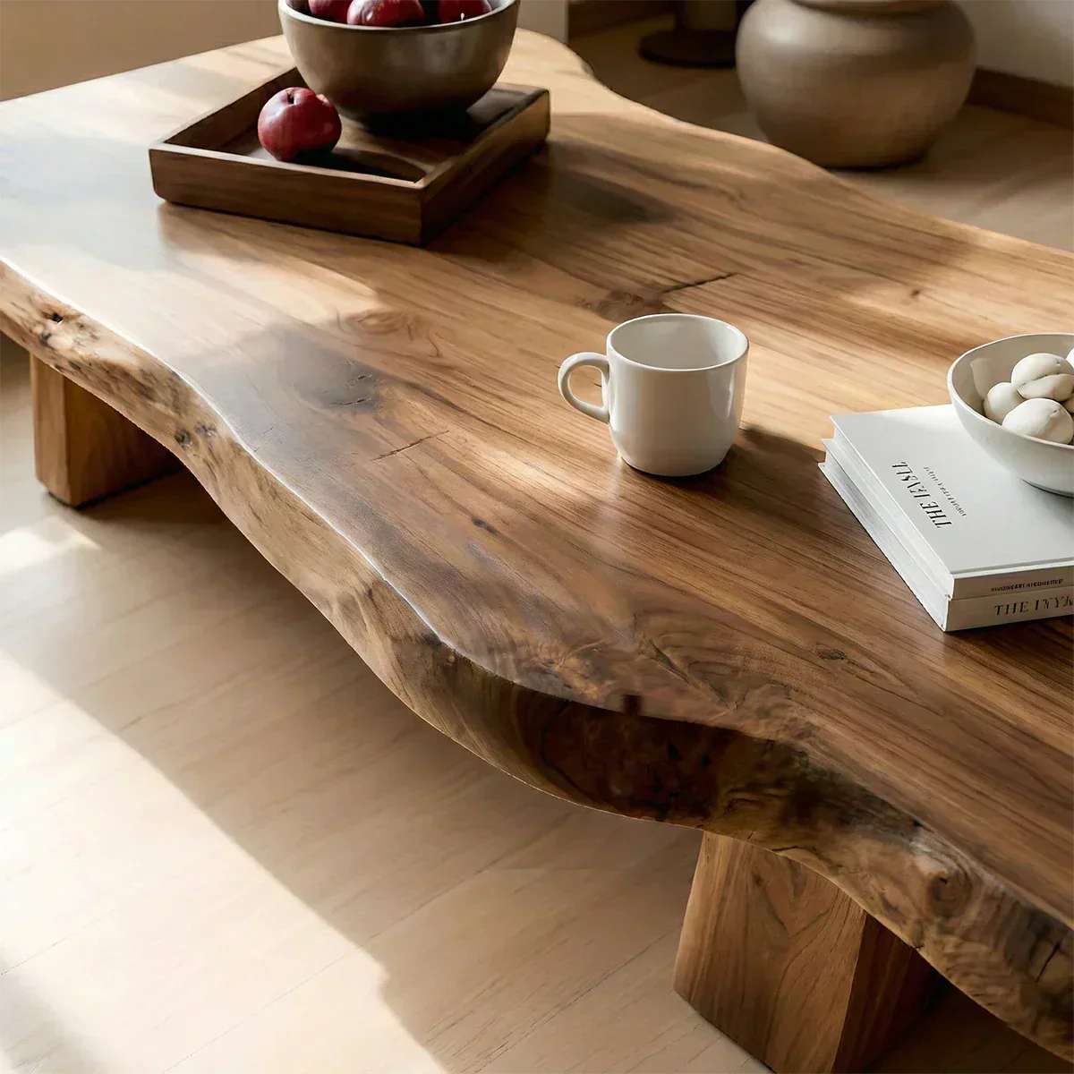 Premium Solid Wood Coffee Table – Modern Minimalist Living Room Table - Woodenecho