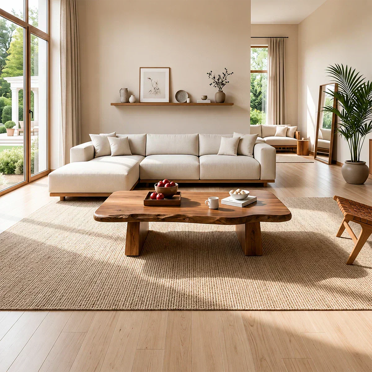 Premium Solid Wood Coffee Table – Modern Minimalist Living Room Table - Woodenecho