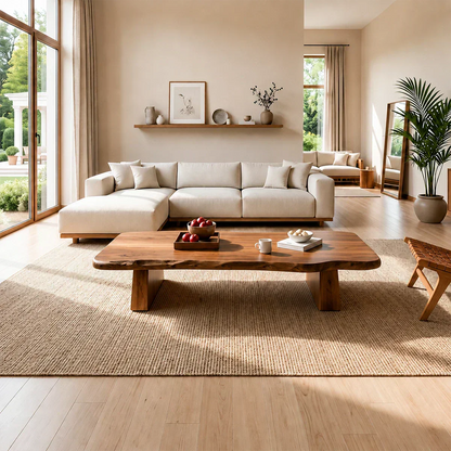 Premium Solid Wood Coffee Table – Modern Minimalist Living Room Table - Woodenecho