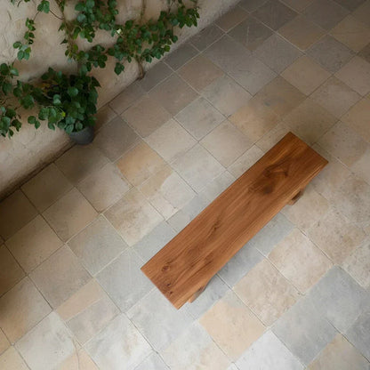 Sculpted Arch-Base Solid Wood Bench – Modern Fluid Silhouette - Woodenecho