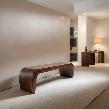 Sculpted Curved Bench in Natural Solid Wood – Modern Arc Edition - Woodenecho