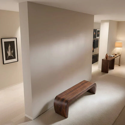 Sculpted Curved Bench in Natural Solid Wood – Modern Arc Edition - Woodenecho