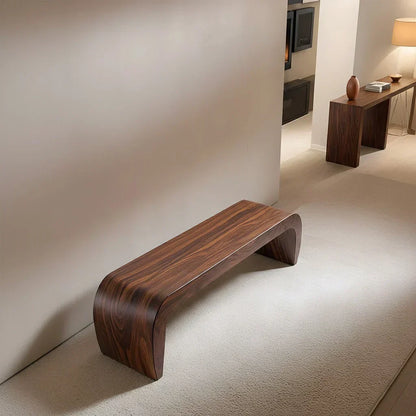 Sculpted Curved Bench in Natural Solid Wood – Modern Arc Edition - Woodenecho