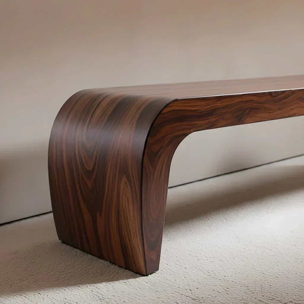Sculpted Curved Bench in Natural Solid Wood – Modern Arc Edition - Woodenecho