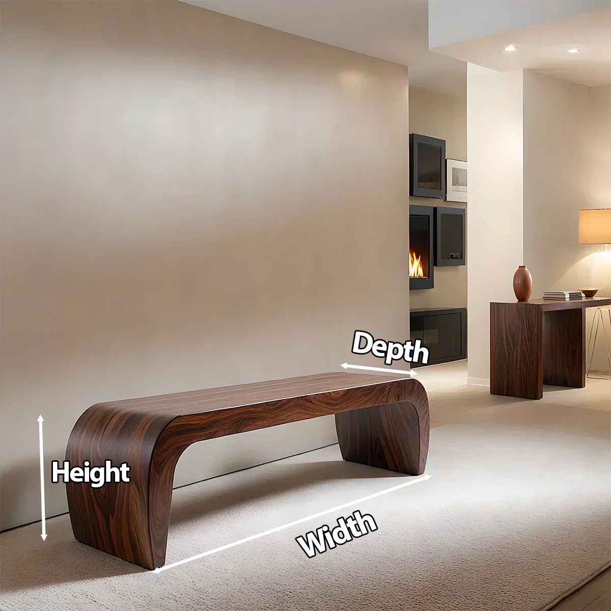 Sculpted Curved Bench in Natural Solid Wood – Modern Arc Edition - Woodenecho
