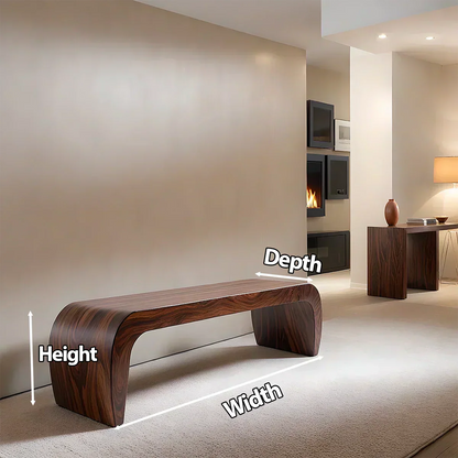 Sculpted Curved Bench in Natural Solid Wood – Modern Arc Edition - Woodenecho