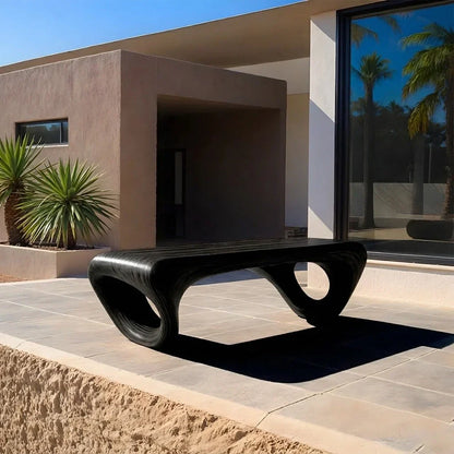 Sculpted Loop Bench in Natural Solid Wood - Rustirawood