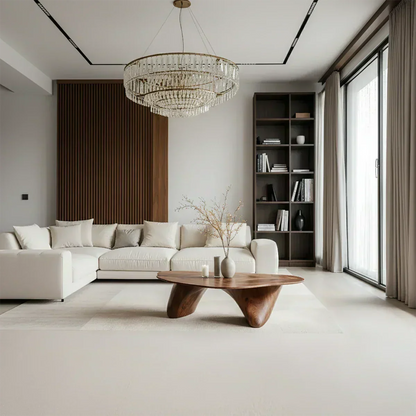 Sculpted Solid Wood Coffee Table – Soft Curved Base & Minimalist Form - Woodenecho