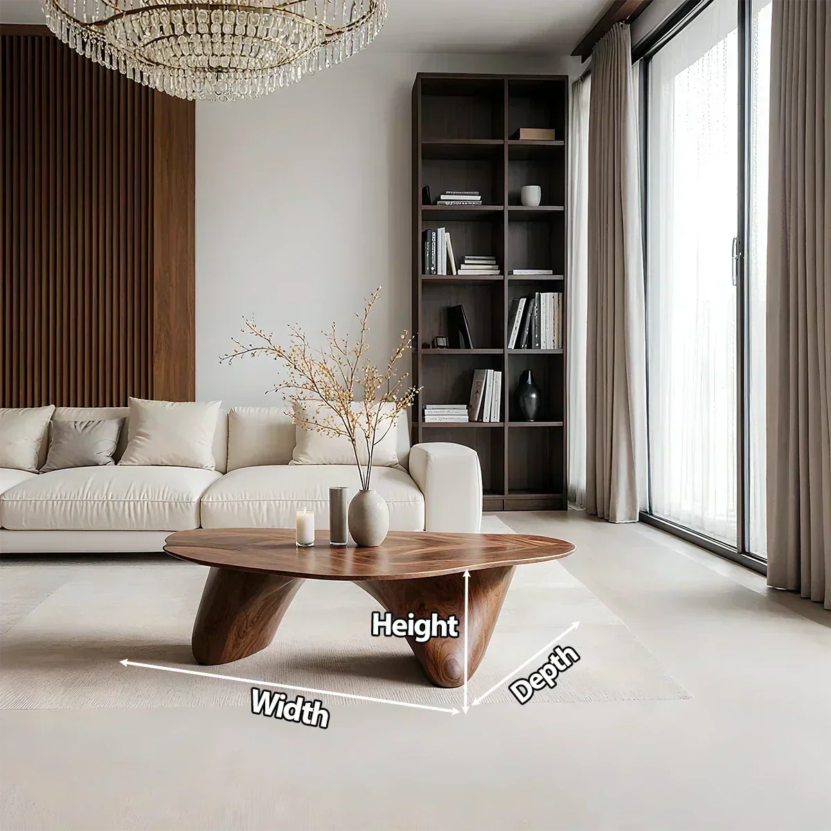Sculpted Solid Wood Coffee Table – Soft Curved Base & Minimalist Form - Woodenecho