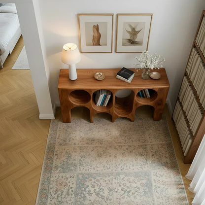 Sculpted Solid Wood Console – Arched Circle Edition - Woodenecho