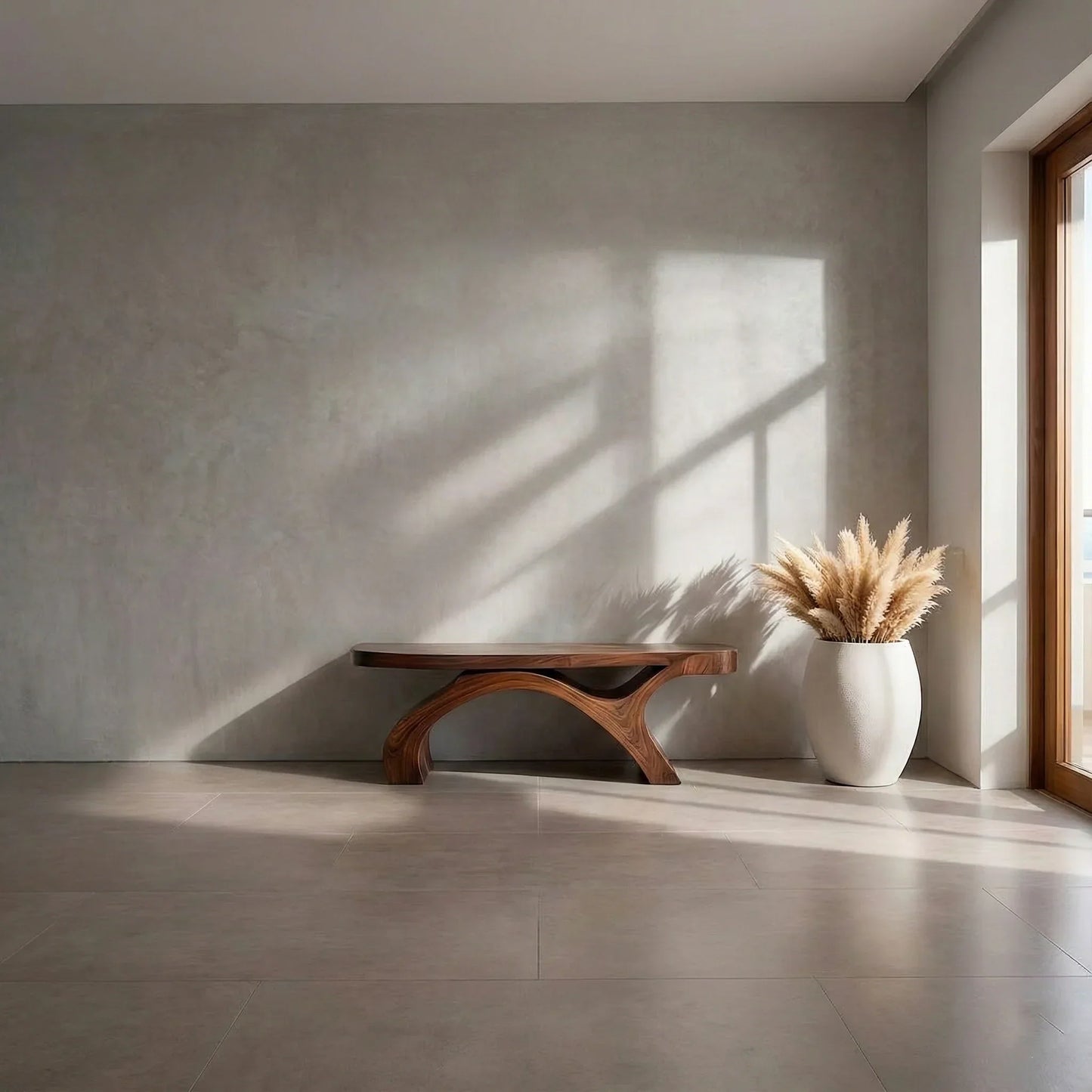 Sculptural Curved Solid Wood Bench – Modern Organic Form - Rustirawood