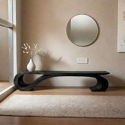 Sculptural Curved Solid Wood Bench – Waveflow Edition - Rustirawood