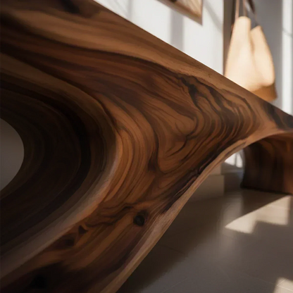 Sculptural Natural Solid Wood Entryway Bench - Woodenecho