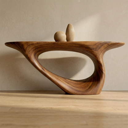 Sculptural Organic Solid Wood Console Table for Modern Entryways - Woodenecho