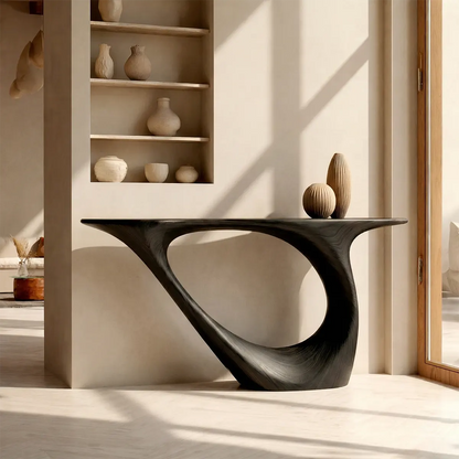 Sculptural Organic Solid Wood Console Table for Modern Entryways - Woodenecho