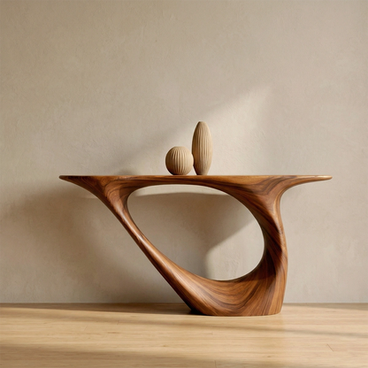 Sculptural Organic Solid Wood Console Table for Modern Entryways - Woodenecho